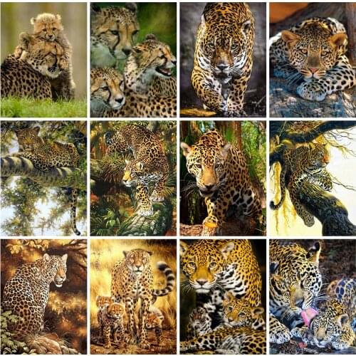 EverShine 5D Diamond Painting Full Drill Square Leopard DIY Diamond Mosaic Animals Cross Stitch Bead Picture Kits Home Decor
