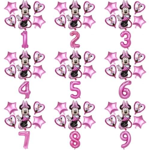 Disney Minnie Mouse Foil Balloons Cartoon Kids Happy Birthday Party Decoration Baby Shower 32 inch Number Balloon Set Air Globos