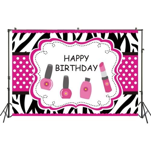 Beauty Girl Birthday Party Backdrop Make Up Themed Background Photocall Photography Backdrop Scene Setter Wall Table Decorations