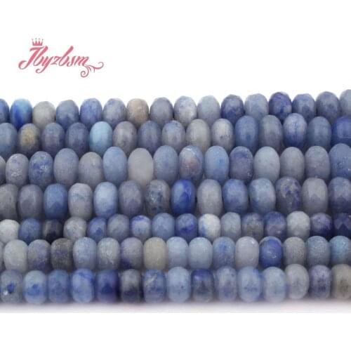 3x6 4x8mm Smooth Matte Faceted Blue Aventurine Stone Rondelle Spacer Loose Bead for DIY Bracelet Jewelry Making 15"Free Shipping