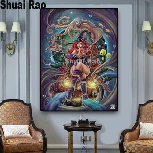 Gothic Skull woman 5d diy diamond painting full square round diamond embroidery red tousle portrait for 2020 Halloween gift