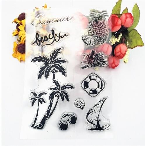 Hot selling coconut tree alphabet transparent clear stamp / silicone seal roller stamp DIY scrapbook album / card production