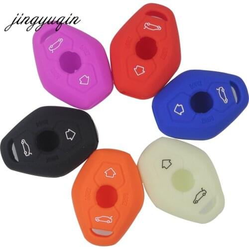 Jingyuqin 10pcs/lot FIT1998-2005 FOR BMW X3 X5 Z3 Z4 3 5 7 SERIES E38 E39 E46 E83 SILICONE CAR KEY REMOTE CASE COVER FOB SET
