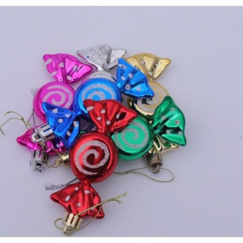 A Box of Six Colorful Christmas Decoration Candy Props Hanging Pendant Ornament Party Supplies for Christmas Tree