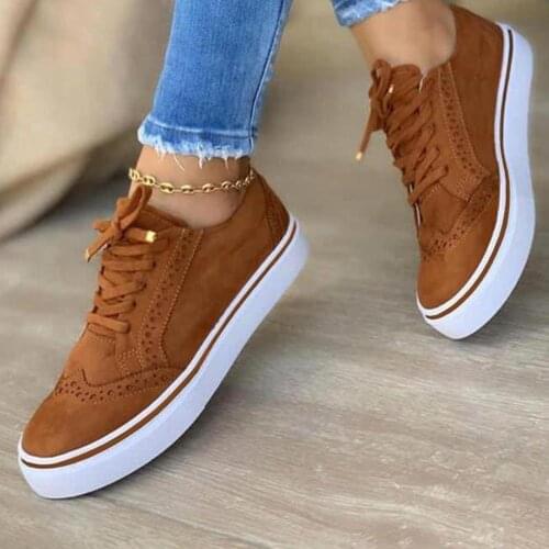 TELOTUNY Sneakers Women Fashion Flock Round Toe Oxford Lace Up Flat Single Shoes Sneakers Breathable Non-slip Vulcanize Shoes