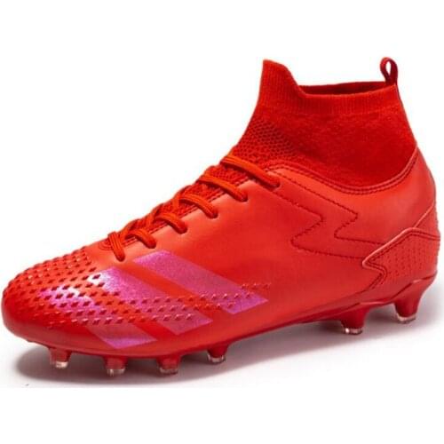 Spring High Ankle Soccer Shoes Man Professional Fotball Shoe Unisex Outdoor Cleats Football Boots Kids Anti Slip Futsal Sneakers