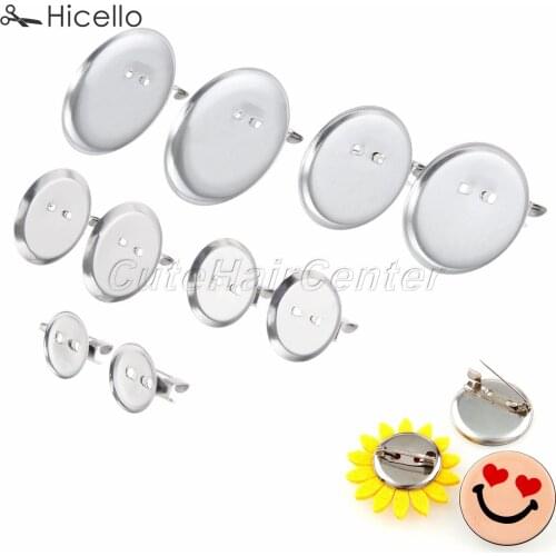 25pcs Brooch Base Alloy 15/19/24/30/36mm Round cabochon Brooch Pins Top Jewelry DIY Sewing Accessories Hicello