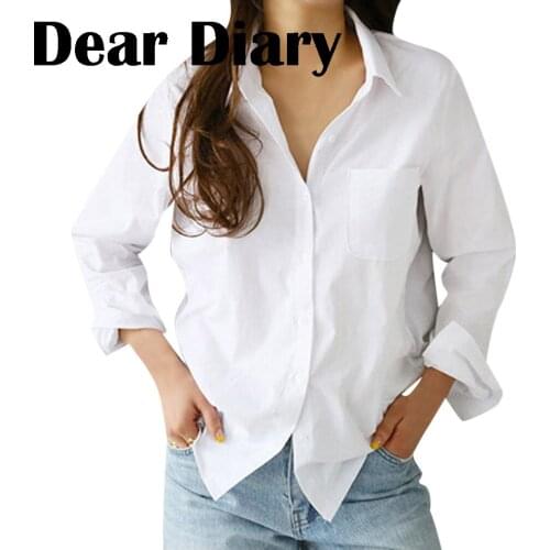 Fashion Women White Shirt Long Sleeve Solid Color Turn-down Collar Casual Elegant Tops Button Shirts Streetwear Designer Wear