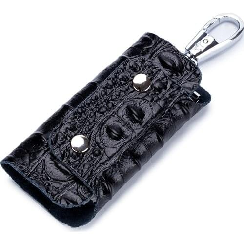 Men Car Key Wallets Housekeeper Crocodile pattern Genuine Leather Key Holder Organizer Key Case Large Capacity Small Wallet Male