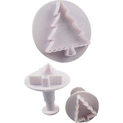 New Christmas Tree Plastic Cake Cookie Biscuit Cutter Printing Plunger Mold Fondant Baking Cake Decorating Tool Christmas Baking