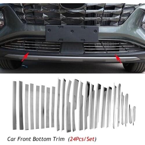 Car Front Bumper Lower Center Grille Trim Strip Hood Grille Trim Strip Middle Grille for Hyundai Tucson 2021-2022