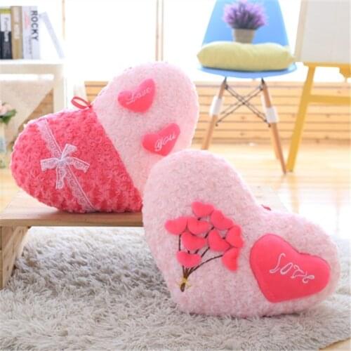 40cm*60cm Heart-shaped Rose Love Flower Pillow Cushion Soft and Comfortable Plush Doll Toy Wedding Gift