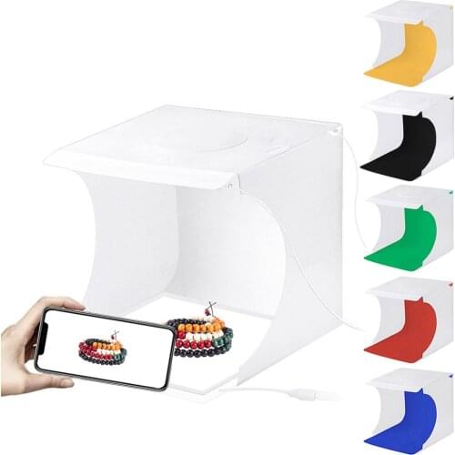 Portable Folding Ring LED Light Room Lightbox Photography Photo Studio Light Tent Soft Box Backdrops for Digital DSLR Camera