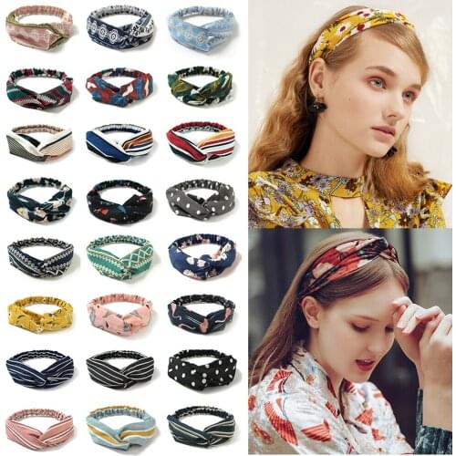 Hair Accessories for Women Girls Hair Bands Print Headbands Vintage Cross Turban Scarf Bandage повязка на голову dress bandana
