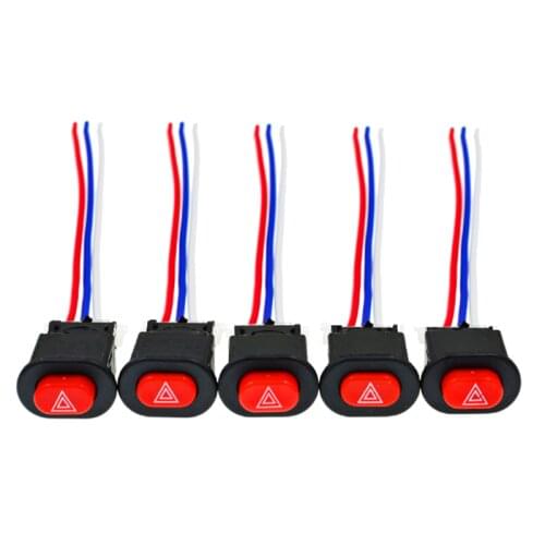 Warning Flasher Emergency Signal w/3 Wires Lock Motorcycle Hazard Light Switch Double