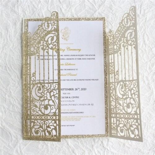 Luxury wedding announcement glitter gold cards wedding decorations personalized design
