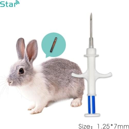 Smallest Size 1.25x7mm Animal Microchip Syringe With Imported EM4305 Glass tag PET ID Chip 134.2KHz FDX-B RFID Glass Tube Tag