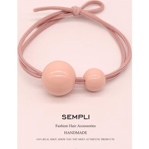Sempli High Elasticity Beads For Girls Hand Knotted Women Elastic Hair Bands Kid Children Headwear Rubber Bands Hair Accessories