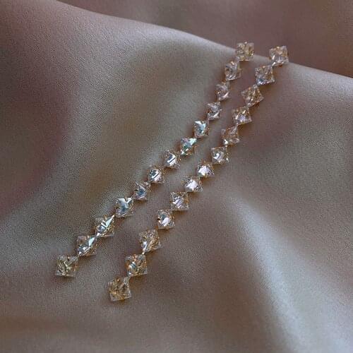 2020 new design 14k real gold electroplating jewelry long AAA zircon tassel earrings party elegant earrings