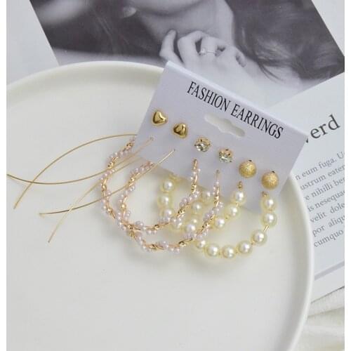 Hoop Earring Round Goud Earrings 2021 Trend Huggie Perle Earrings Set for Women Oorbellen Hangers Pendientes Mujer Aros