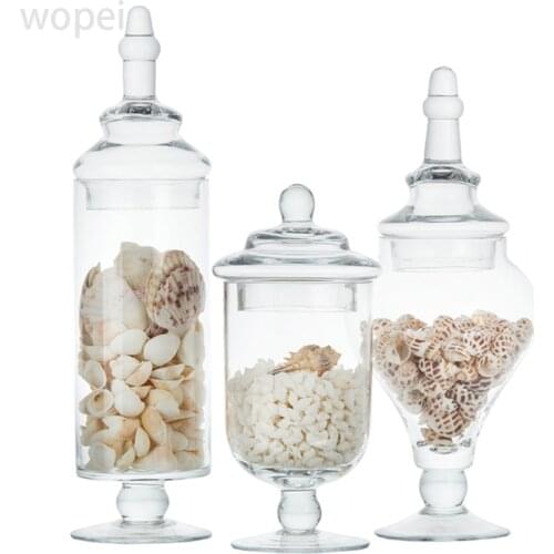 European style glass covered high foot candy jar soft decoration kitchen sugar jar storage jar creative decoration