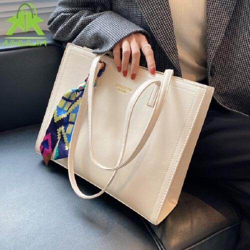 Fashion Ribbon High Capacity Women Handbag High Quality Pu Leather Solid Color Shoulder Bags New Luxury Designer Female Tote Bag