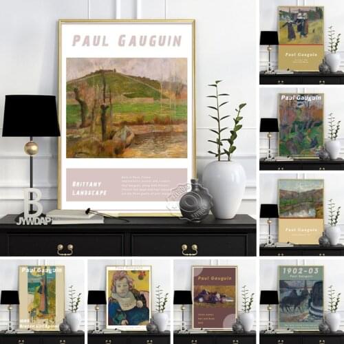 Gauguin Exhibition Museum Art Poster, Brittany Landscape Breton Girl Spinning Child In A Bib Wall Art, France Vintage Home Decor