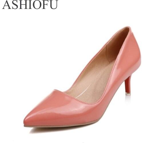 ASHIOFU Womens High Heel Shoes Pointy Office&Career Dress Pumps Large Size Fashion Dating Club Evening Court Shoes 6 Colors