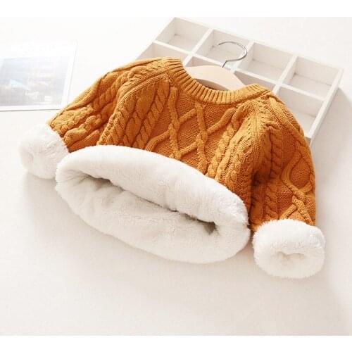 DIIMUU Winter Baby Girls Boys Sweaters Children Casual Warm Pullovers Kids Wool Knitting Tops Cotton Outerwear Coats