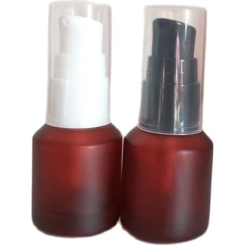 15ml rose amber glass bottle with black lotion/sprayer pump for lotion/emulsion/foundation/serum/mist sprayer/toner packing