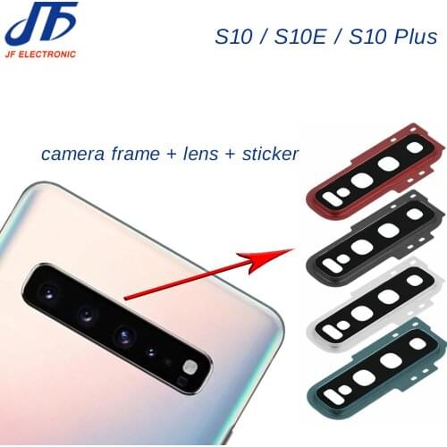 10Pcs Back Rear Camera Lens Ring Cover + frame Bezel + Adhesive For Samsung Galaxy S10 /S10 Plus S10+ / S10E Replacement part