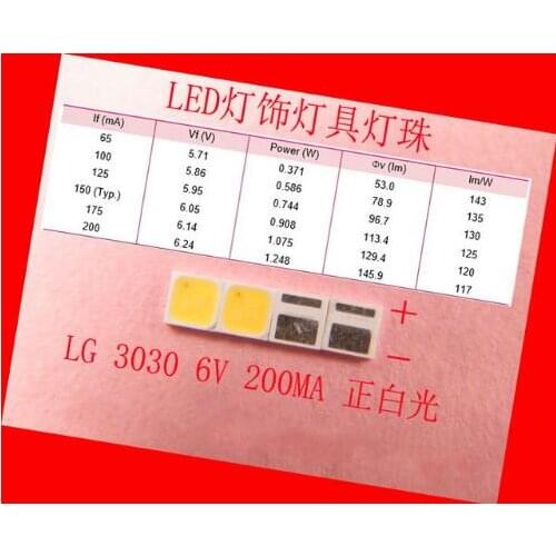 300piece/lot Korea lg 3030 SMD LEDs 6V LED white light emitting diode