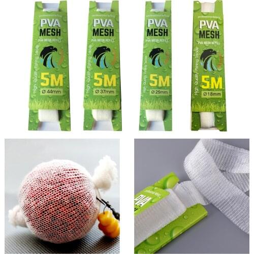 5.5yd PVA Fishing Bait Bag Jigs Lure Water Soluble Stocking Sock Wrap Holder Boilie Rig Fishing Baits Wrap Sock Accessories