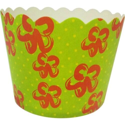50pcs/bag Green Background Red Flowers Peony Rose Merry Sweet time Paper Cupcake Muffin Cups Moulds for Birthday Wedding Party