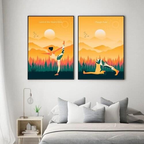 Abstract Fashion Girl Yoga Pose Nordic Canvas Painting Wall Art Nordic Posters and Prints Wall Pictures for Living Room Decor