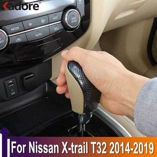 For Nissan X-trail X trail T32 2014-2019 Rogue 2014-2016 Carbon Fiber Car Styling Gear Shift Head Sticker Trim Accessories