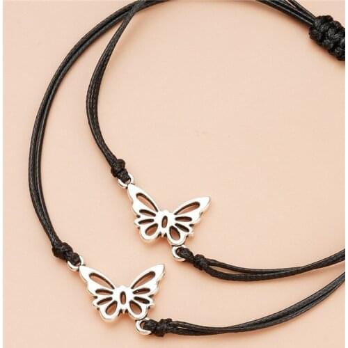 Butterfly Wish Bracelet Owl Charm Friend Wish Bracelet Handmade Braid Rope Bracelet Butterfly Jewellery Women Men Gifts