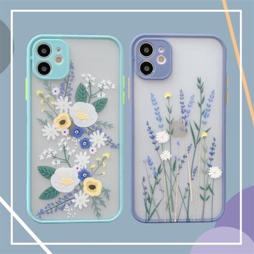 Art Floral Daisy Phone Case for iPhone 12 11 Pro Max MINI X XR XS 7 8 Plus SE 2020 Fashion Flowers Shockproof Soft Silicon Cover