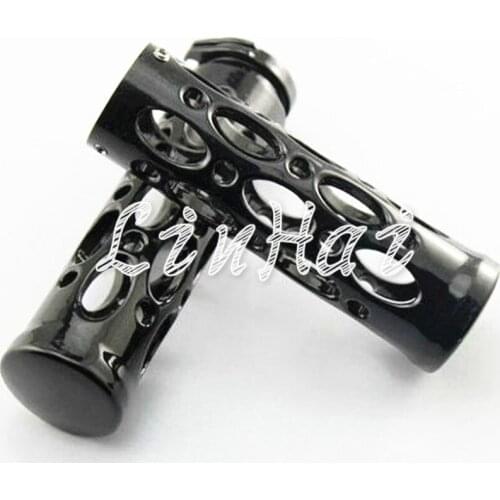 Pair 1" inch 25mm Black Hollow-out Billet Aluminum Handlebar Hand Grips Handle Bars Fits For Harley Cruiser Chopper
