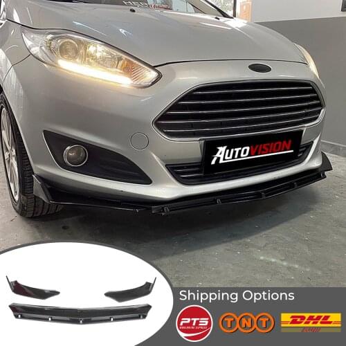 For Ford Fiesta MK 7- 7.5 - 8 2008-2020 Car Front Bumper Lip 3pieces Glossy Black Splitter Diffuser Body Kit Spoiler Bright