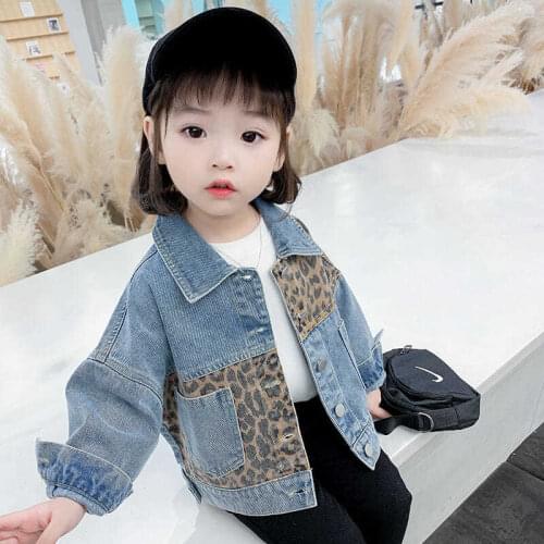 Leopard Denim Jean Cute Jacket Big Kids Fashion Boys Clothes For Teens Girls Women 8 To 12 Children Outwear Coats Jackets Coat