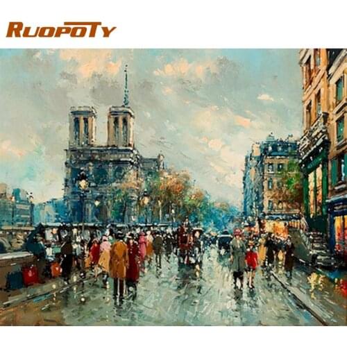 RUOPOTY Street Pedestrians Diy Oil Painting On Canvas Handpainted Picture By Numbers Art For Living Room Arts