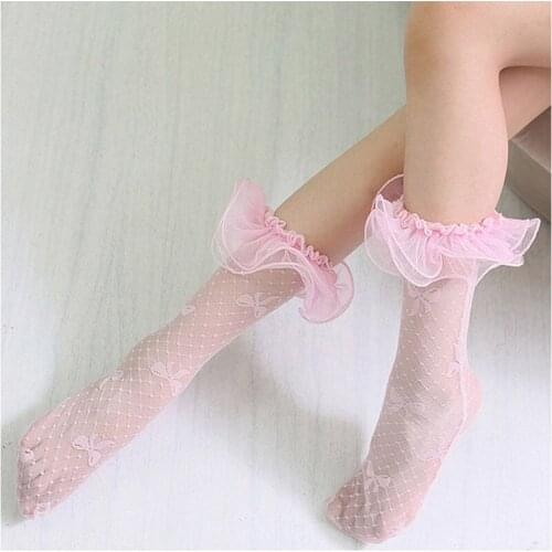 Summer Stockings Baby Girls Kids Toddler Lace Ruffle Princess Mesh Stocking Children Breathable Long Stocking For Girls