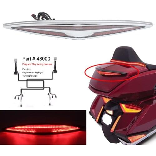 Motorcycle chrome Trunk Spoiler LED Red Rear Brake Light Turn Signal Running Lamp For Honda Gold Wing Tour DCT Airbag 2018 -up