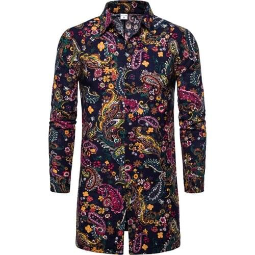 2019 Mens Printed Shirt Fit Long Sleeves Shirt Men Fashion Casual Men Clothing Shirt Comfortable and Soft Touch