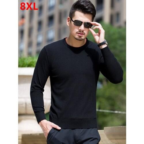 Big size Sweaters men plus size solid O-Neck larger size Pullovers winter loose Solid sweater black jumpers