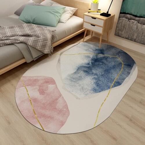 Nordic Carpet Bedside Living Room Large Area Ellipse Pattern Modern Simple Decoration Non-slip Water Absorption Indoor Cushion
