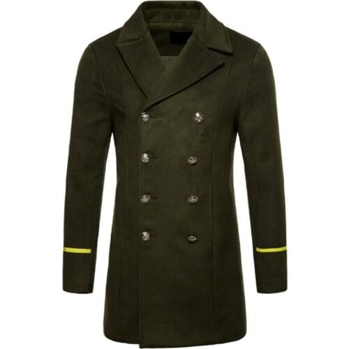 New Male Overcoat Europe/US Size Boutique Wool Coat Men Autumn Black Windbreaker Jacket Pea Coat Winter Thicken Long Woolen Coat