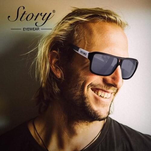 STORY 2019 Fashion Men Sunglasses Sport Brand Designer Square Frame Summer Outdoor Sport Sun Glasses Eyewear For Driver Shades