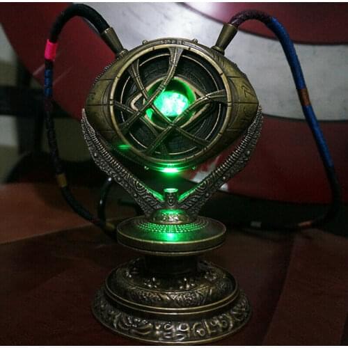 1:1 Metal Eye of Agamotto Pendant Avenger Infinity War Doctor Strange Necklace With Base LED Light Cosplay Props Women Men Gifts